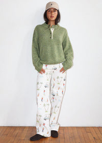 Wallis Two-Tone Snap Collar Sweater - Olive