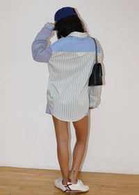 Indigo Mixed Stripe Oversized Shirt - Blue Combo