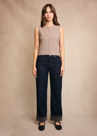 Kelsey Button-Front Sweater Top - Heather Brown