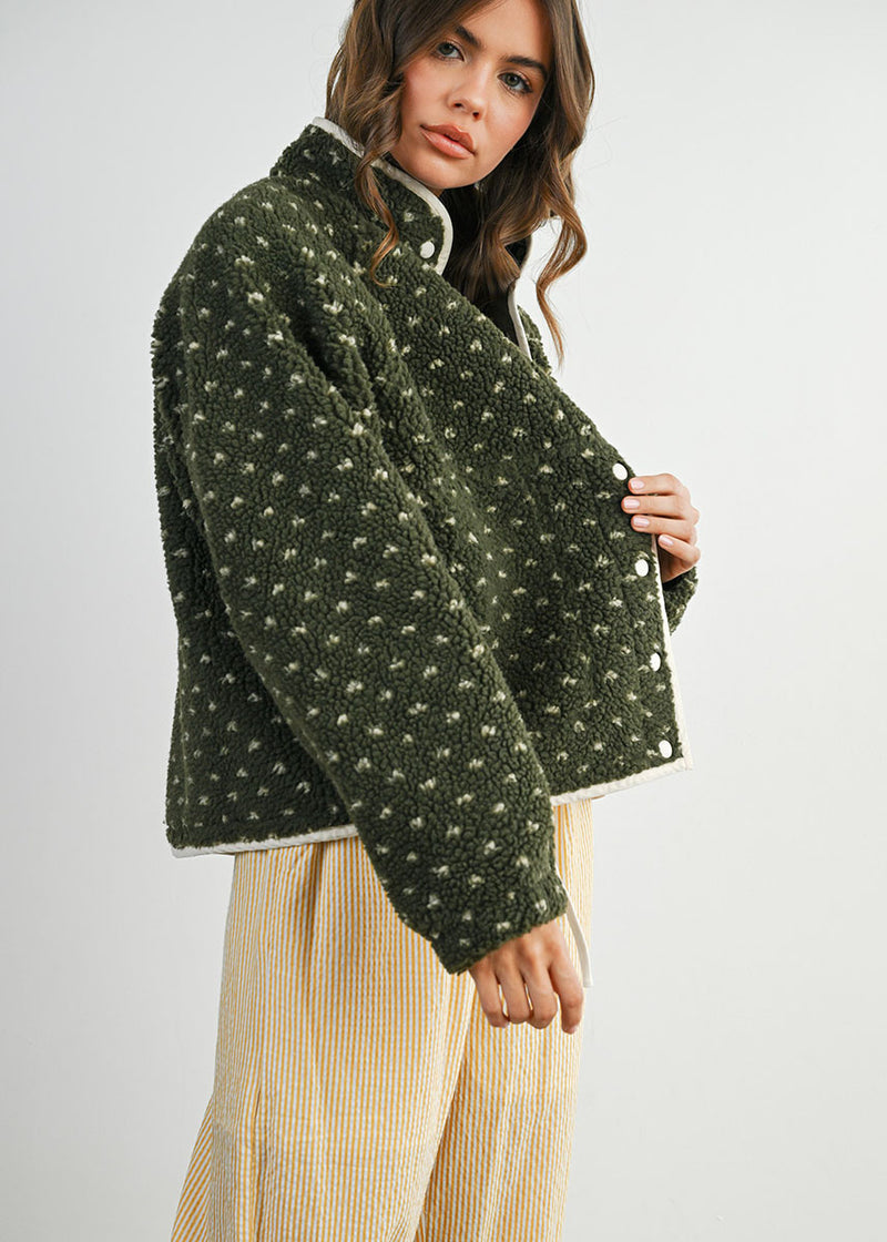 Pippa Fleece Puffer Jacket - Olive & Taupe