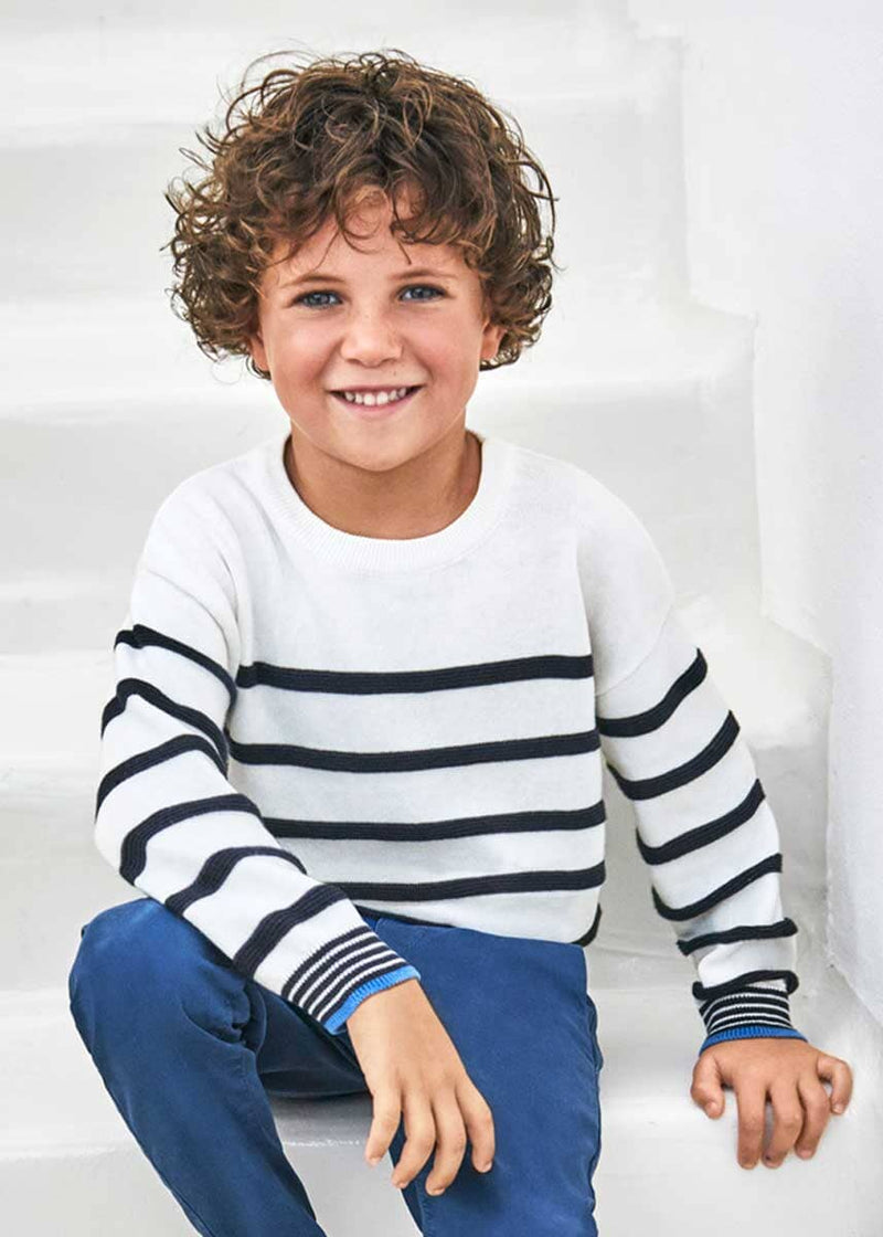 Max Boys Striped Sweater - Navy