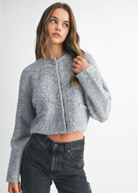 Benton Fuzzy Knit Jacket - Heather Grey