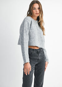 Benton Fuzzy Knit Jacket - Heather Grey