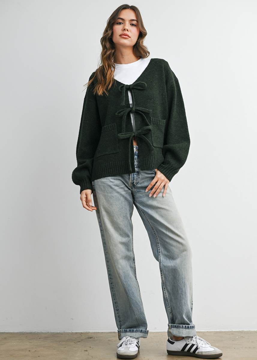 Joanna Tie Cardigan - Olive