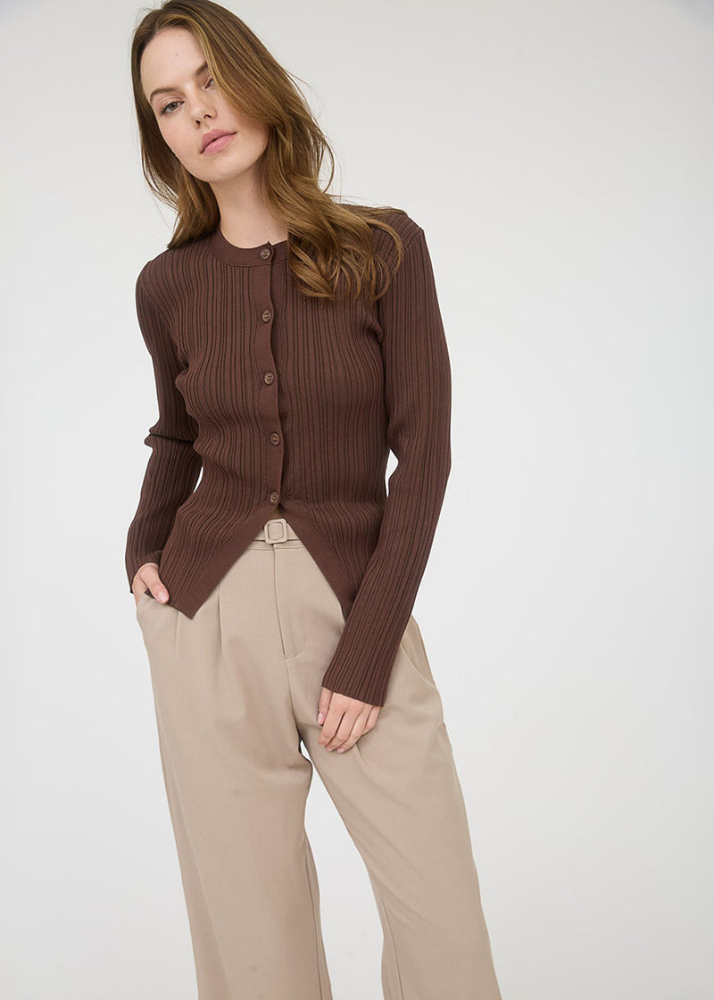 Shoshana Knit Cardi Top - Brown