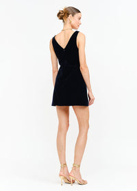 Carmine Velvet Mini Dress - Navy