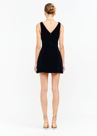 Carmine Velvet Mini Dress - Navy