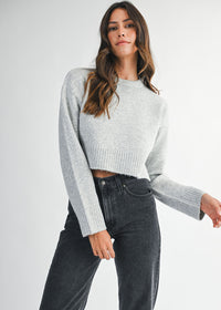 Eleanor Crop Sweater - Heather Grey