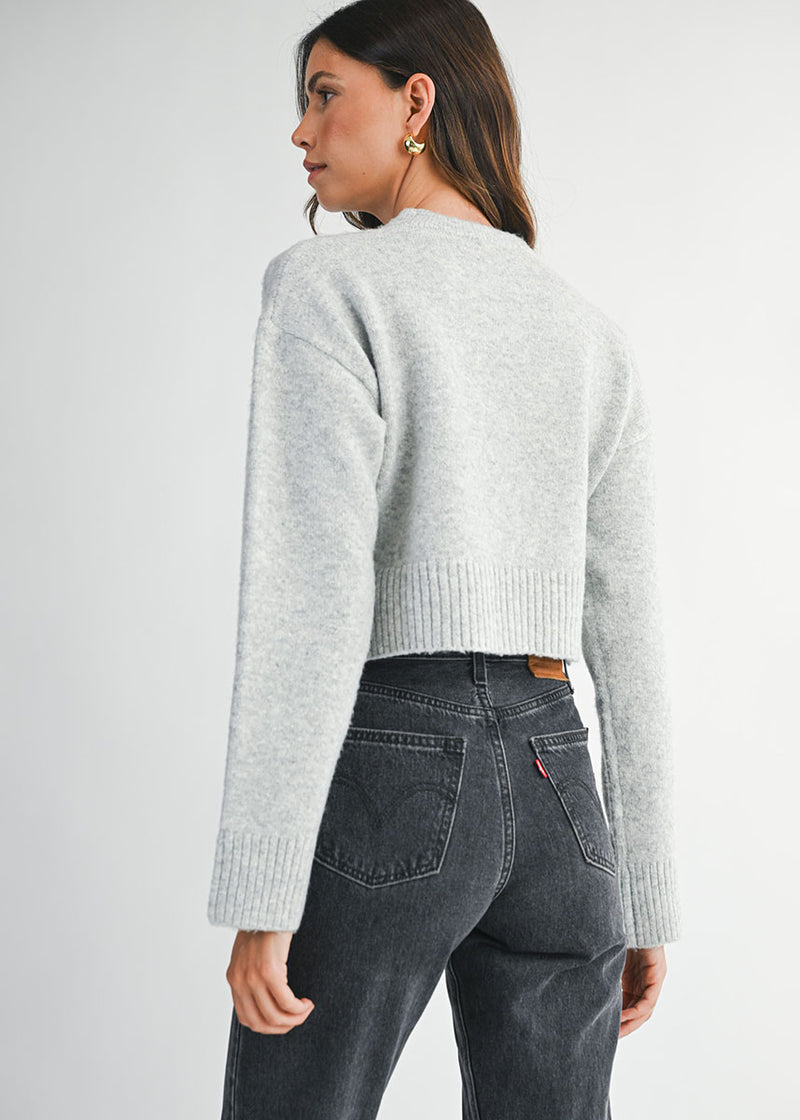 Eleanor Crop Sweater - Heather Grey