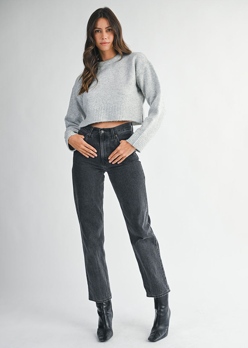 Eleanor Crop Sweater - Heather Grey