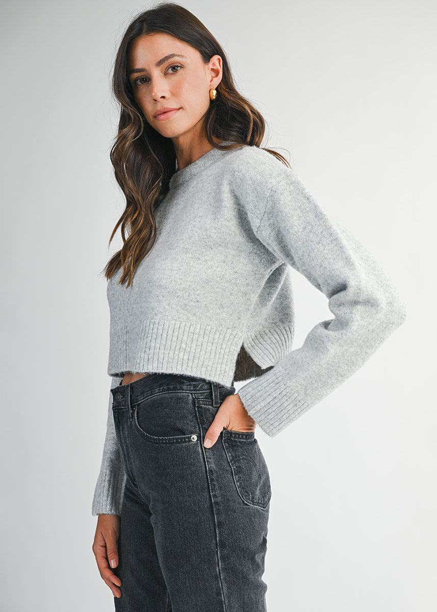 Eleanor Crop Sweater - Heather Grey
