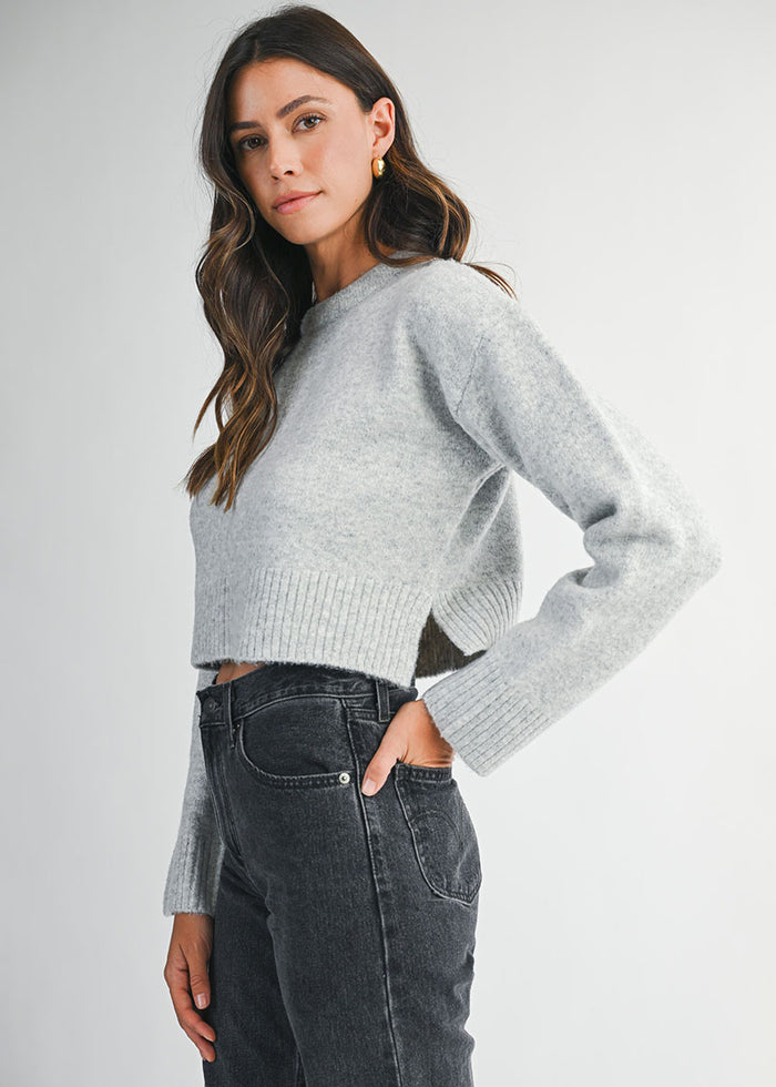 Eleanor Crop Sweater - Heather Grey
