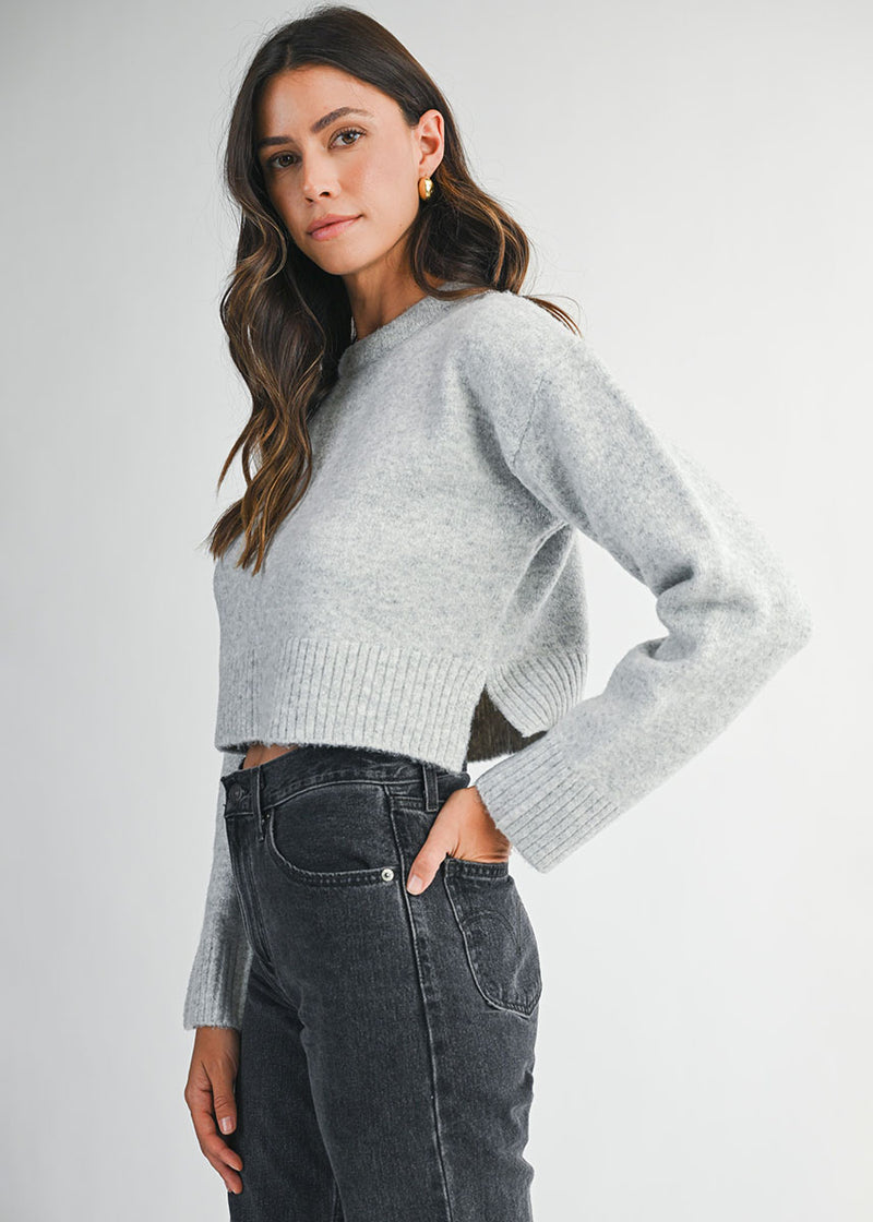 Eleanor Crop Sweater - Heather Grey