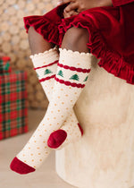 Tree Farm Scalloped Knee High Socks