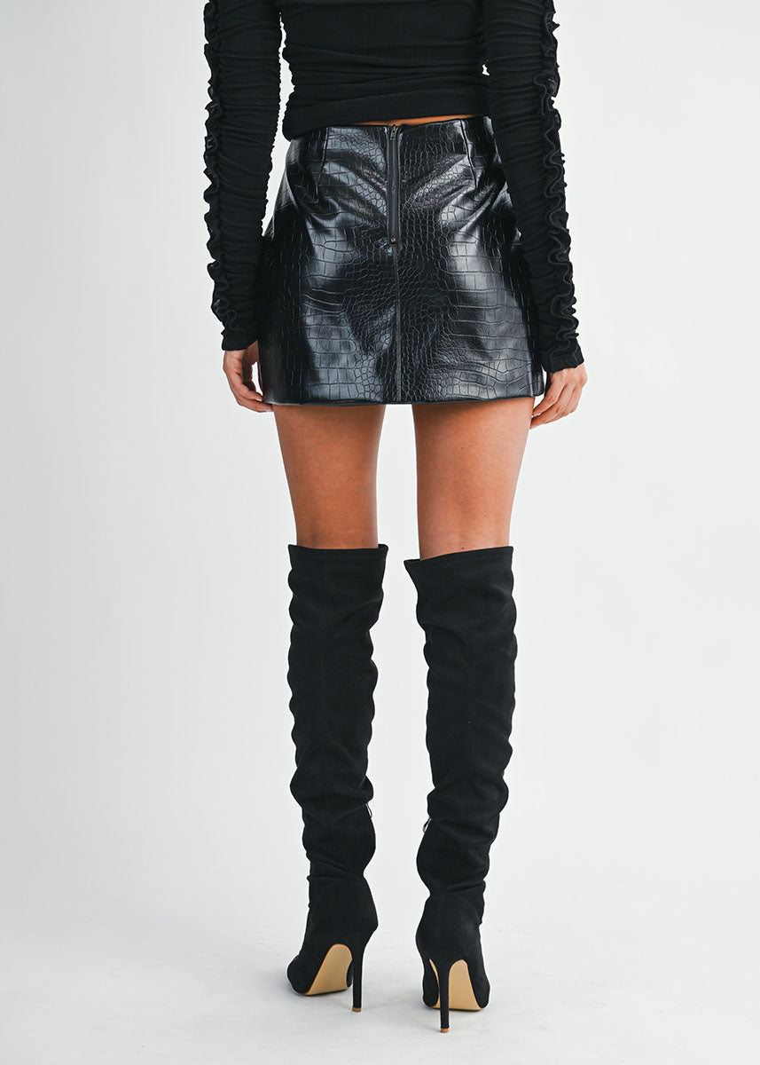 Romee Faux Leather Mini Skirt - Black