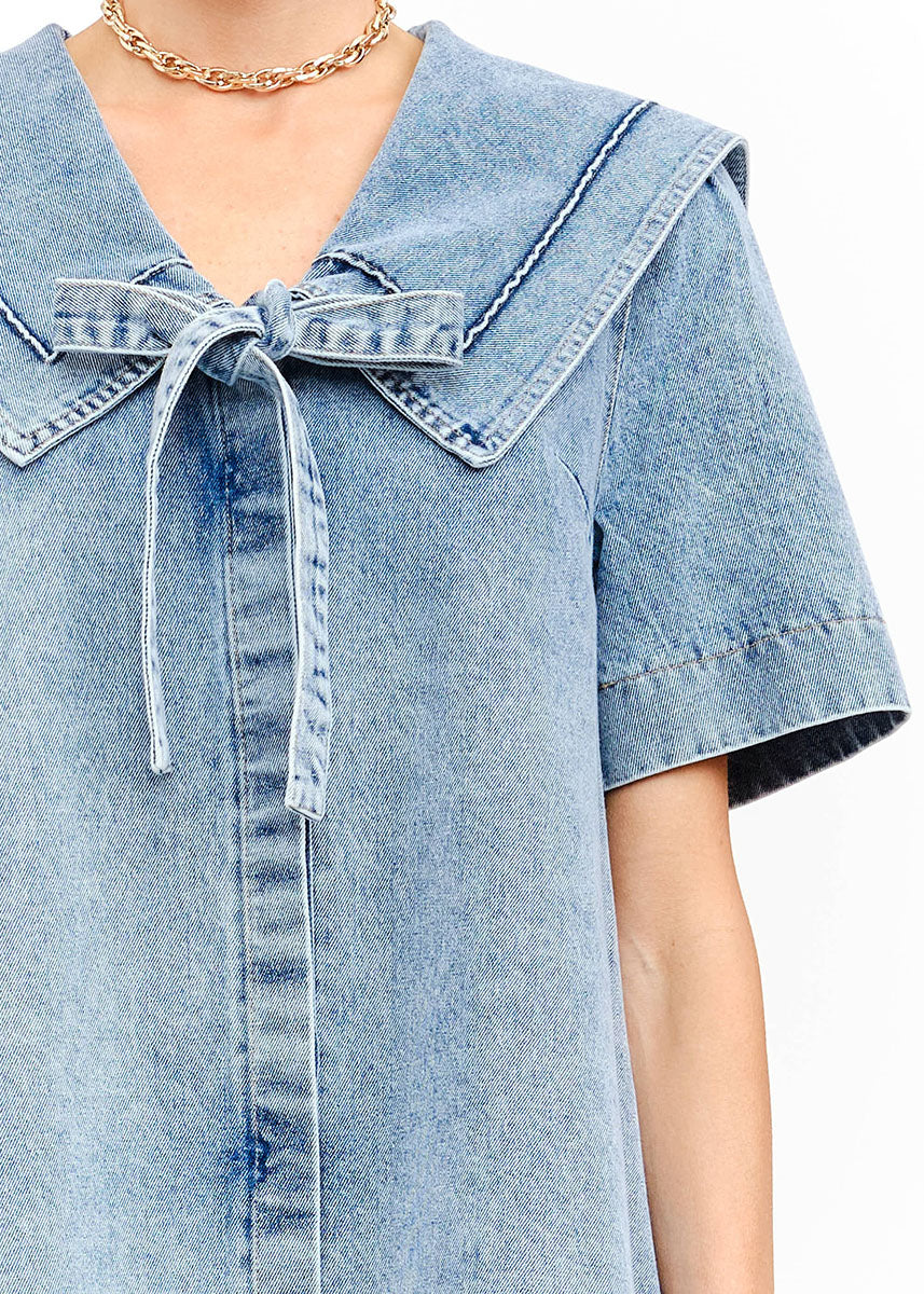 Freya Denim Mini Dress - Light Wash