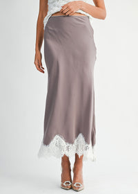 Victoria Lace Trim Midi Skirt - Dusty Purple