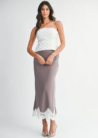 Victoria Lace Trim Midi Skirt - Dusty Purple