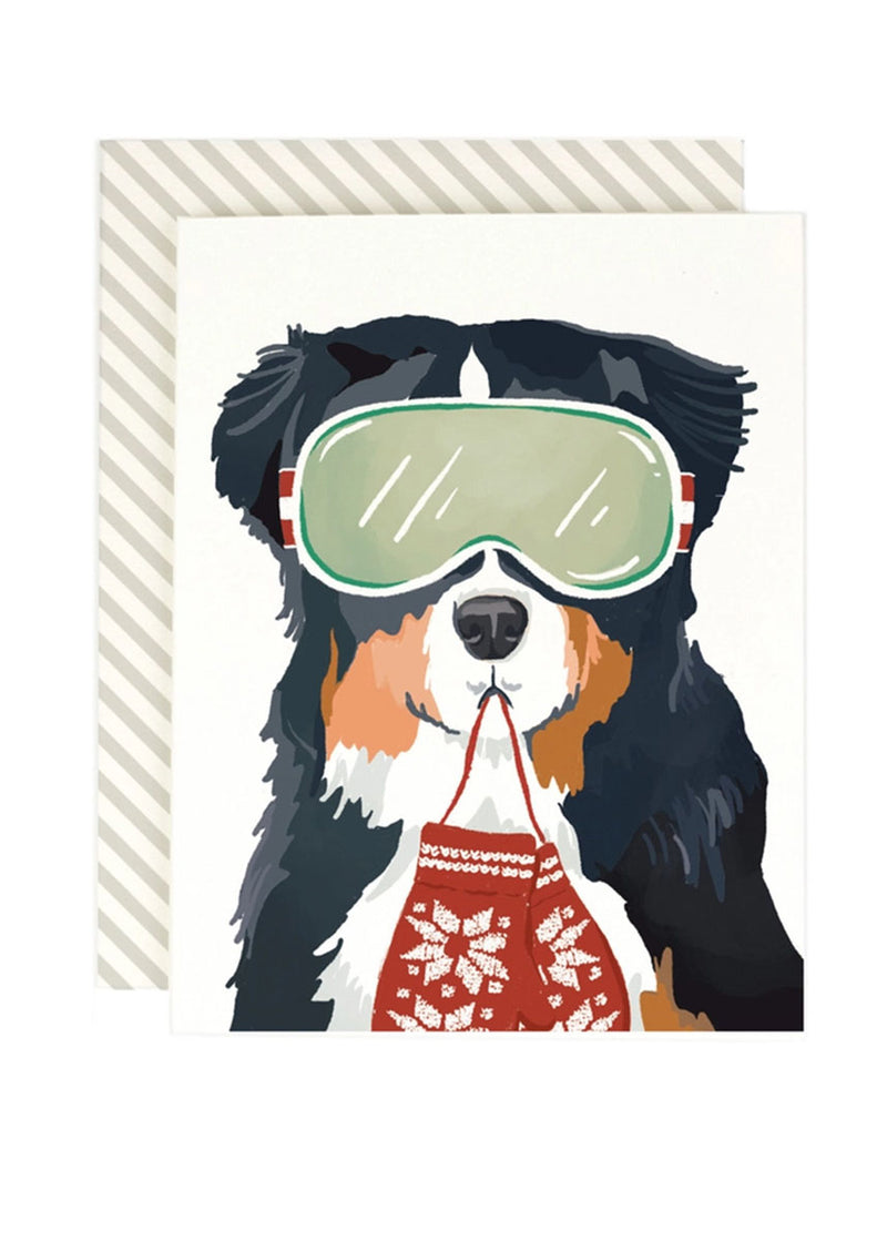 Bernese Ski Dog Holiday Card