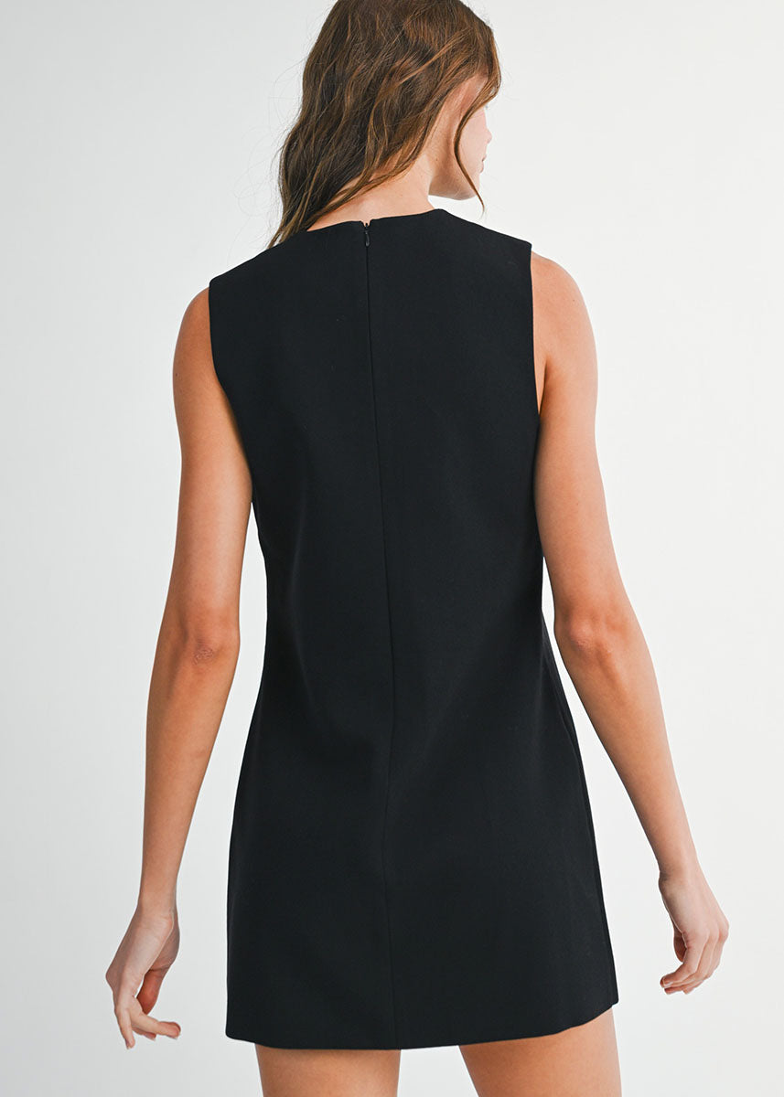 Fable Velvet Bow Mini Dress - Black