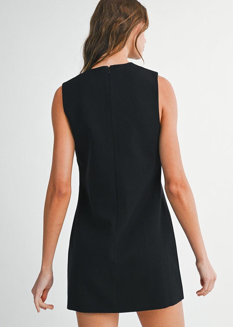 Fable Velvet Bow Mini Dress - Black