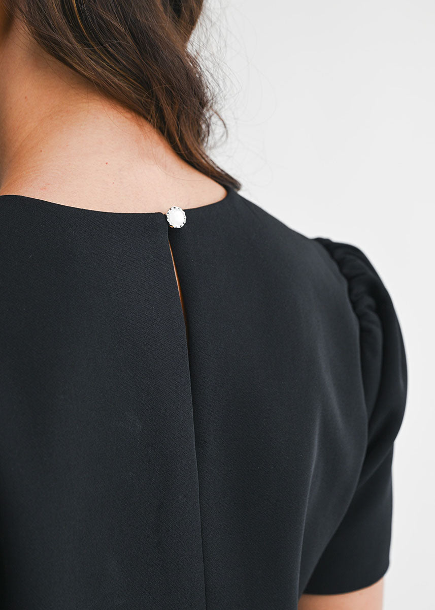 Jewel Embellished Cropped Top & Midi Skirt Set - Black