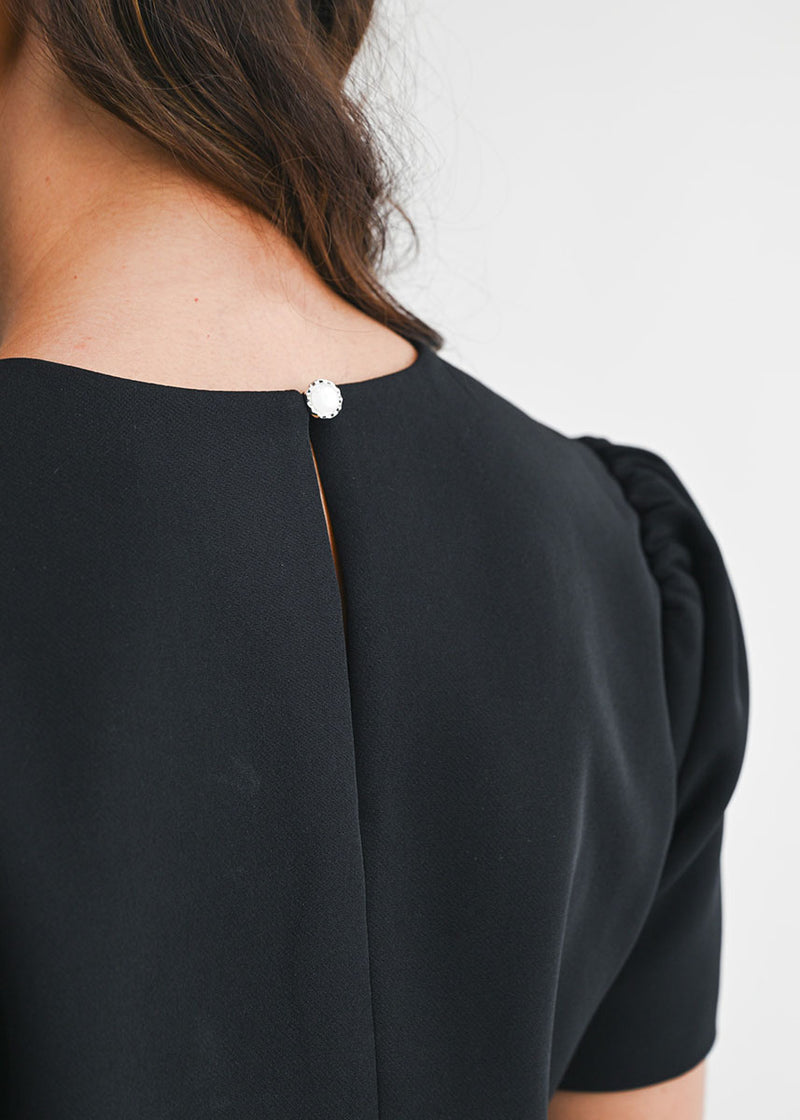 Jewel Embellished Cropped Top & Midi Skirt Set - Black