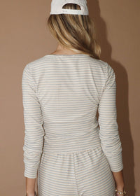 Darby Ribbed Button-Front Top - Cream