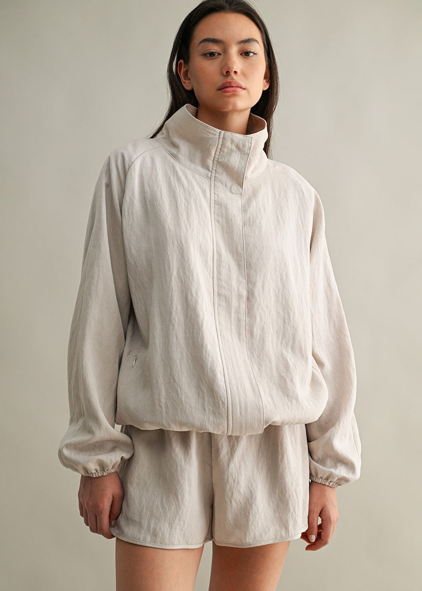 Jade Windbreaker Jacket & Shorts Set - Stone