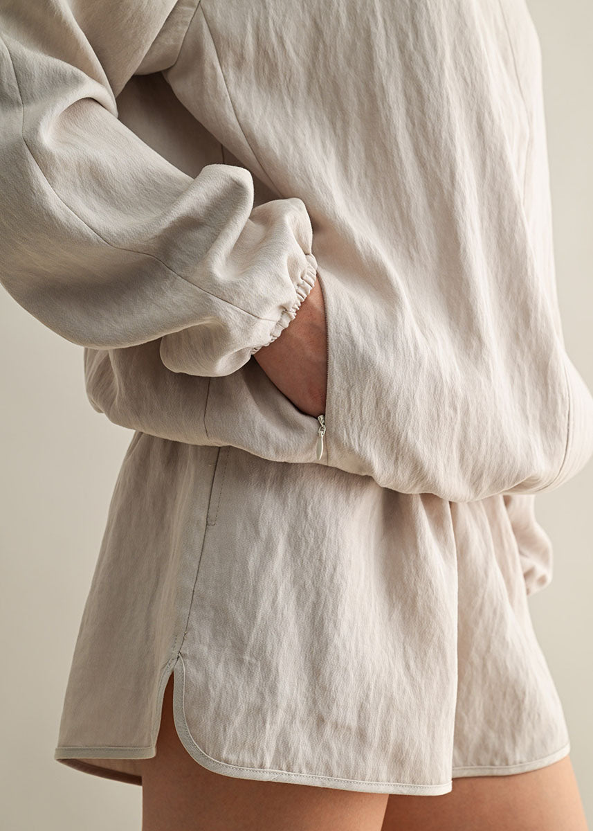 Jade Windbreaker Jacket & Shorts Set - Stone