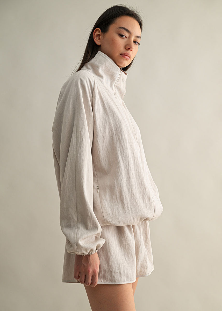 Jade Windbreaker Jacket & Shorts Set - Stone