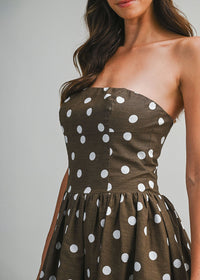 Vivian Polka Dot Midi Bubble Dress - Brown