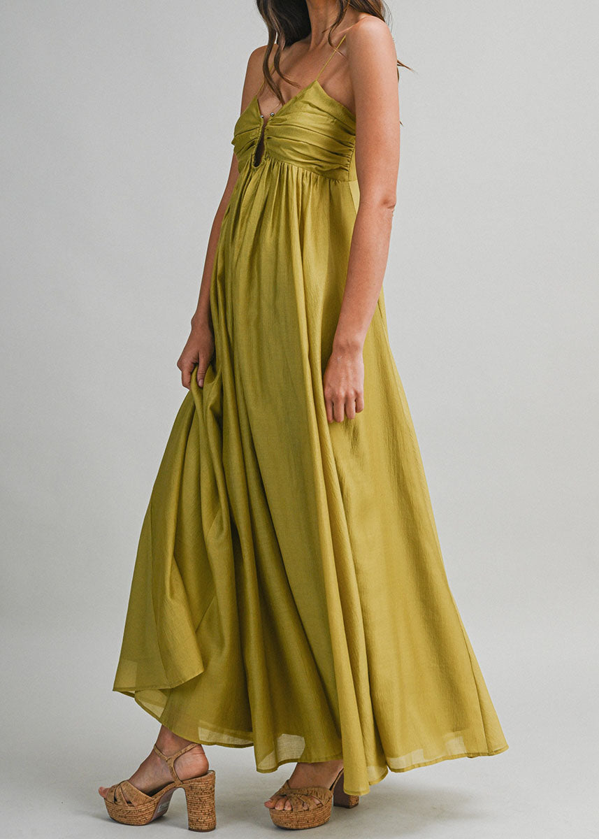 Zaina Ruched Bust Draping Maxi Dress - Kiwi