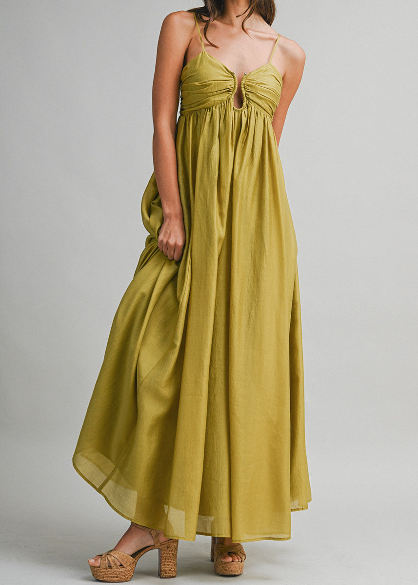 Zaina Ruched Bust Draping Maxi Dress - Kiwi