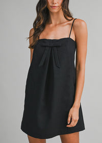 Valentina Bow Mini Dress - Black