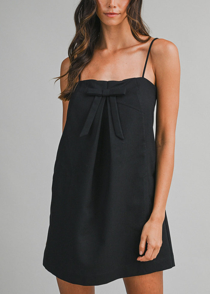 Valentina Bow Mini Dress - Black