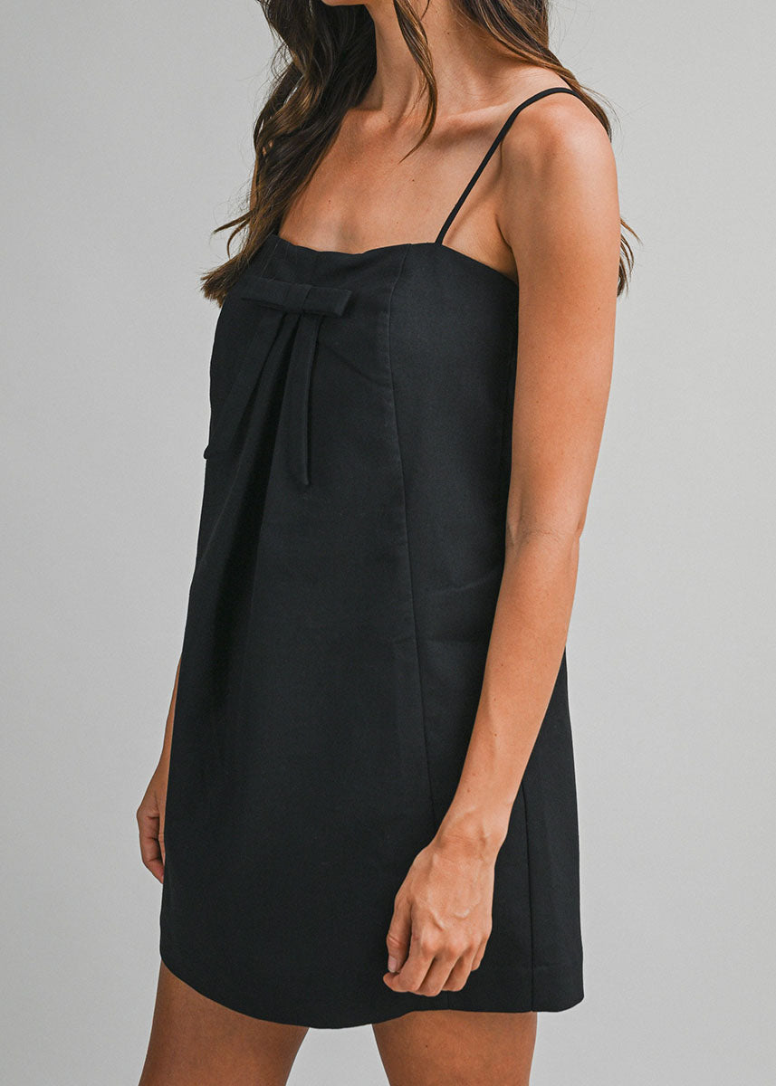 Valentina Bow Mini Dress - Black