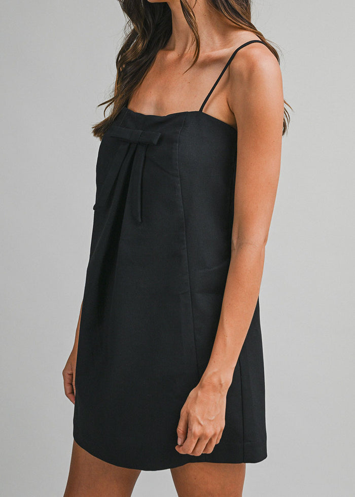 Valentina Bow Mini Dress - Black