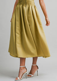 Emerald Pleated Tube Midi Dress - Dark Kiwi