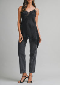 Ashley Asymmetric Lace Cami - Black
