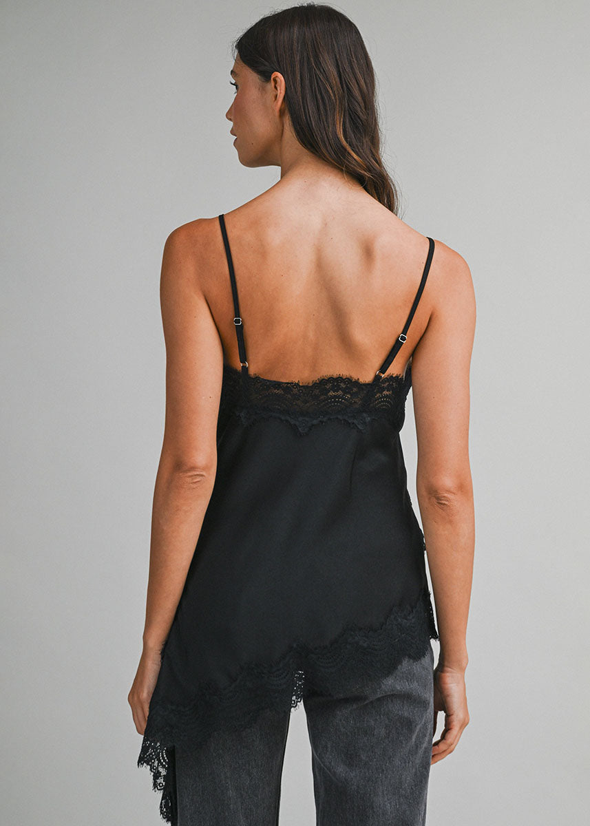 Ashley Asymmetric Lace Cami - Black