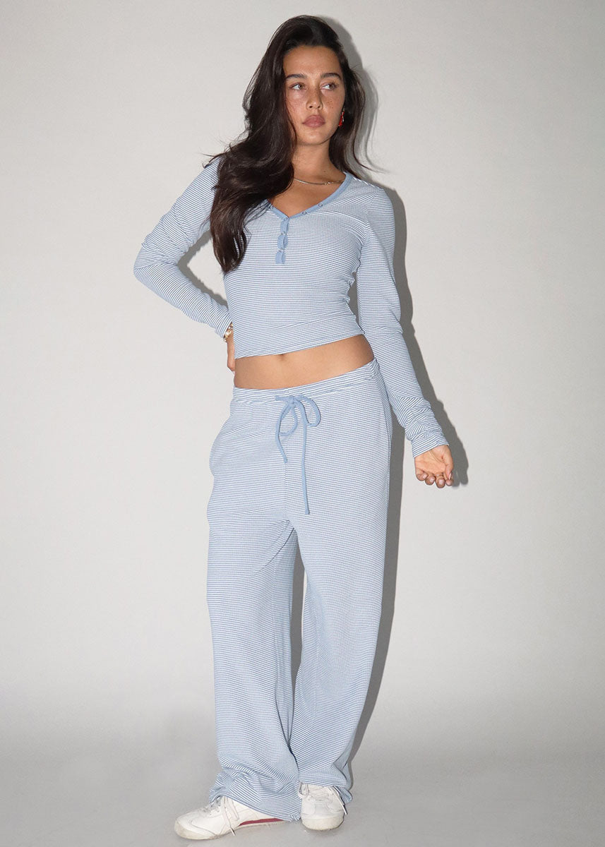 Briar Striped Lounge Pant - Steel Blue