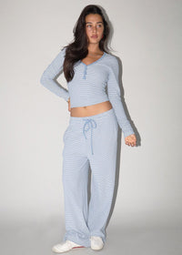 Briar Striped Lounge Pant - Steel Blue