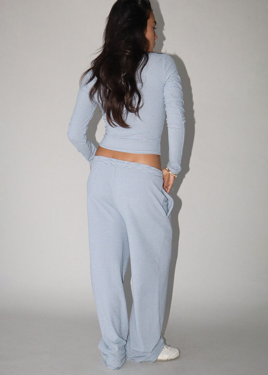 Briar Striped Lounge Pant - Steel Blue