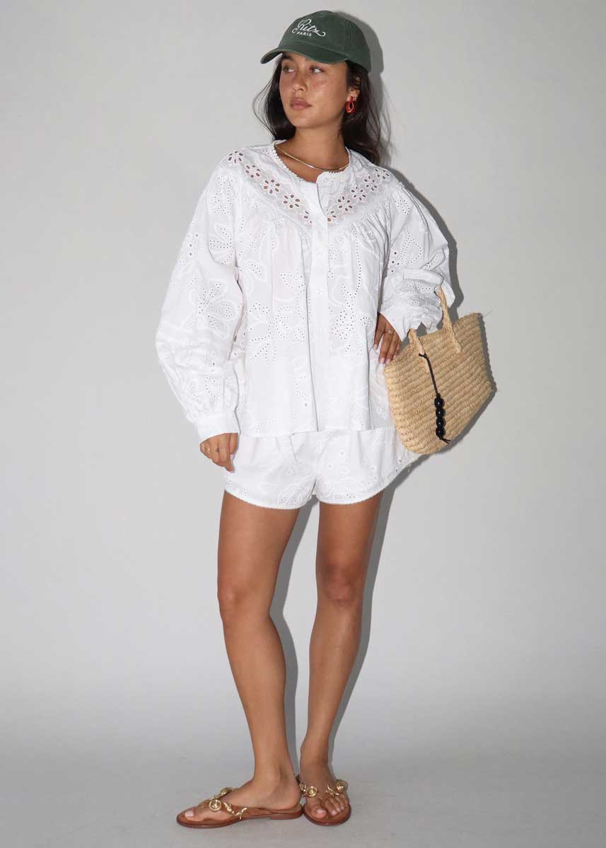 Sonia Eyelet Shorts - Off White