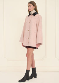 Kal Trim Collar Suede Jacket - Pink