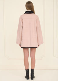 Kal Trim Collar Suede Jacket - Pink
