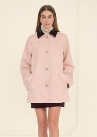 Kal Trim Collar Suede Jacket - Pink