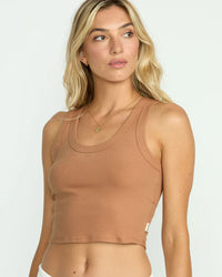 Rerun Knit Tank - Rose Brown