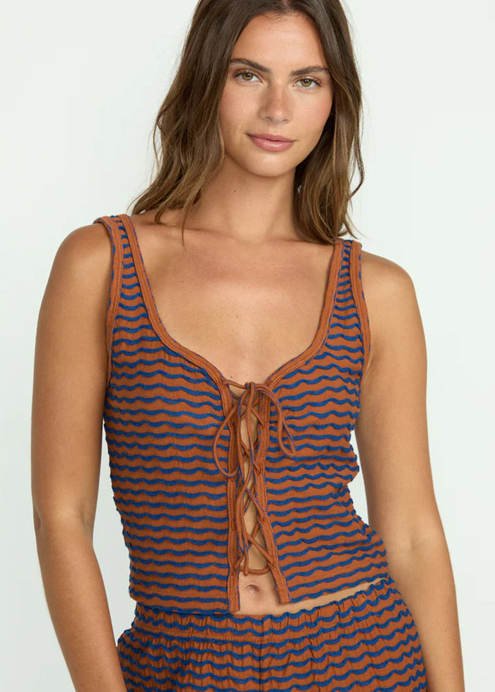 Hot Tides Knit Tie Tank - Sedona